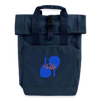 Padel Tennis Double Racquets Modern Logo - Roll Top Backpack with Two Handles - navy - Front