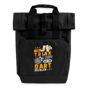 Darts - Mein Trinkteam hat ein Dartproblem - Rolltop Rucksack mit zwei Griffen - Schwarz - Vorne