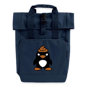 Pinguin Kacke auf Kopf gemacht Lustige Kot Scheiße - Rolltop Rucksack mit zwei Griffen - Navy - Vorne