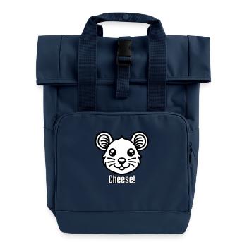 Souris mignonne à la recherche - Design « Cheese » - Sac à dos Roll Top à deux anses - bleu marine - Devant