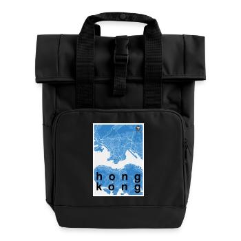 Hong Kong Hipster Stadt Karte blau - Rolltop Rucksack mit zwei Griffen - Schwarz - Vorne