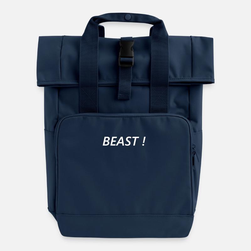 Popular Proverbs Beast Design - Roll Top Backpack with Two Handles - navy