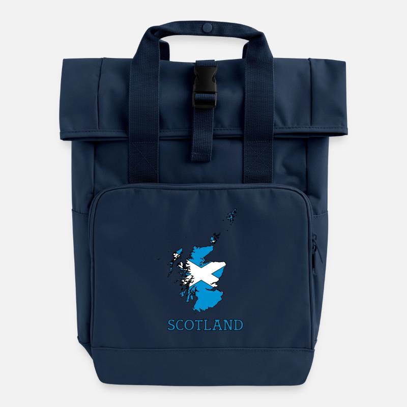 scotland - Roll Top Backpack with Two Handles - navy