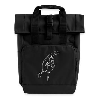Handgeste Gezeichnet minimalistisch Anzeigen - Rolltop Rucksack mit zwei Griffen - Schwarz - Vorne