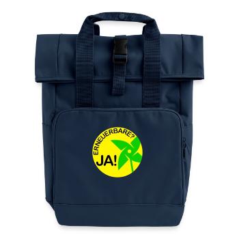 renewable? yes! (Round) - Roll Top Backpack with Two Handles - navy - Front
