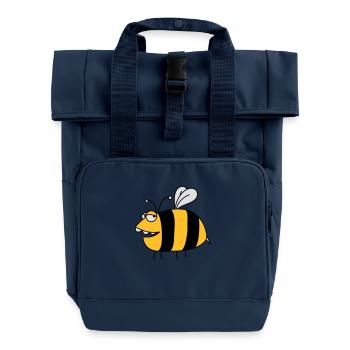 Fun thick bee - Roll Top Backpack with Two Handles - navy - Front