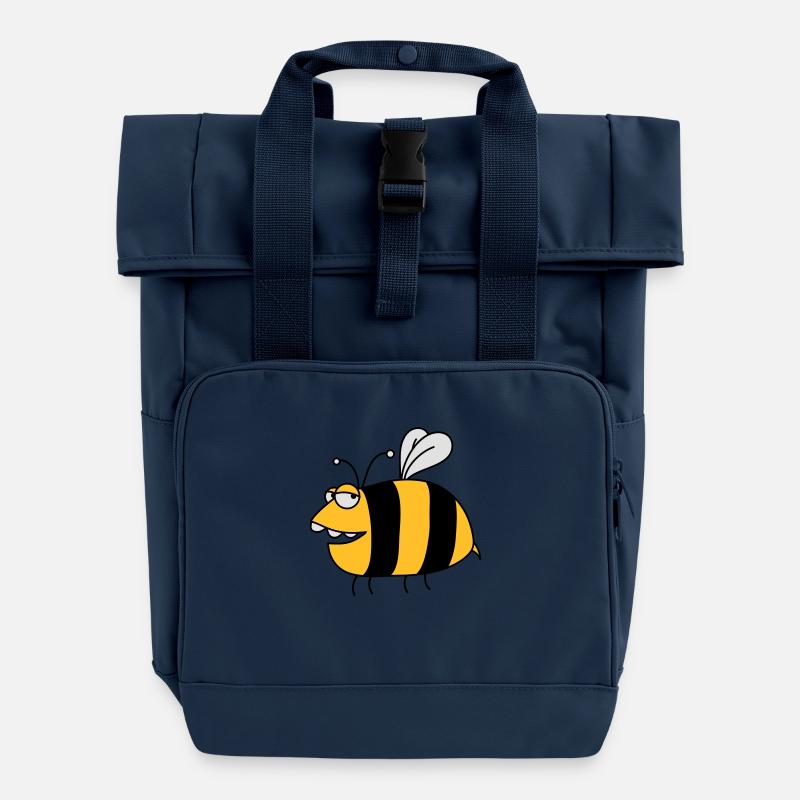 Fun thick bee - Roll Top Backpack with Two Handles - navy