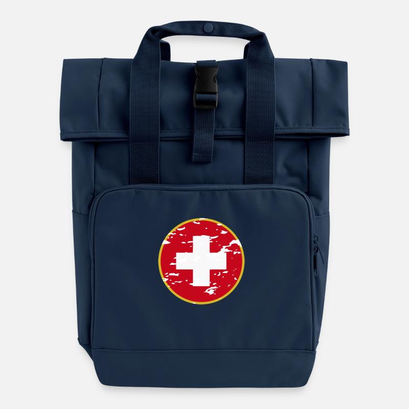 Style suisse : mode suisse - Sac à dos Roll Top à deux anses - bleu marine