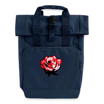 Jolie belle fleur de rose feuille roses romantique - Sac à dos Roll Top à deux anses - bleu marine - Devant