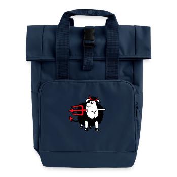 Schaf Teufel Satan Hölle Böse Dreizack Hörner Cool - Rolltop Rucksack mit zwei Griffen - Navy - Vorne