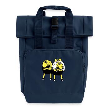 2 Schafe Pärchen Müde Wütend Verärgert Beleidigt - Rolltop Rucksack mit zwei Griffen - Navy - Vorne