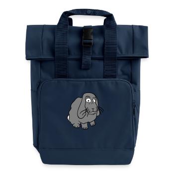 Hase Kaninchen komisches Gesicht Grimasse Grinsen - Rolltop Rucksack mit zwei Griffen - Navy - Vorne
