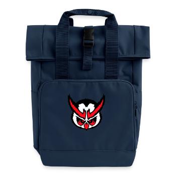 owl peeps evil cool face head comic - Roll Top Backpack with Two Handles - navy - Front