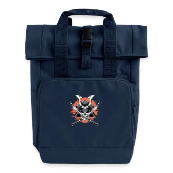 Japanese Samurai Warrior - Roll Top Backpack with Two Handles - navy - Front