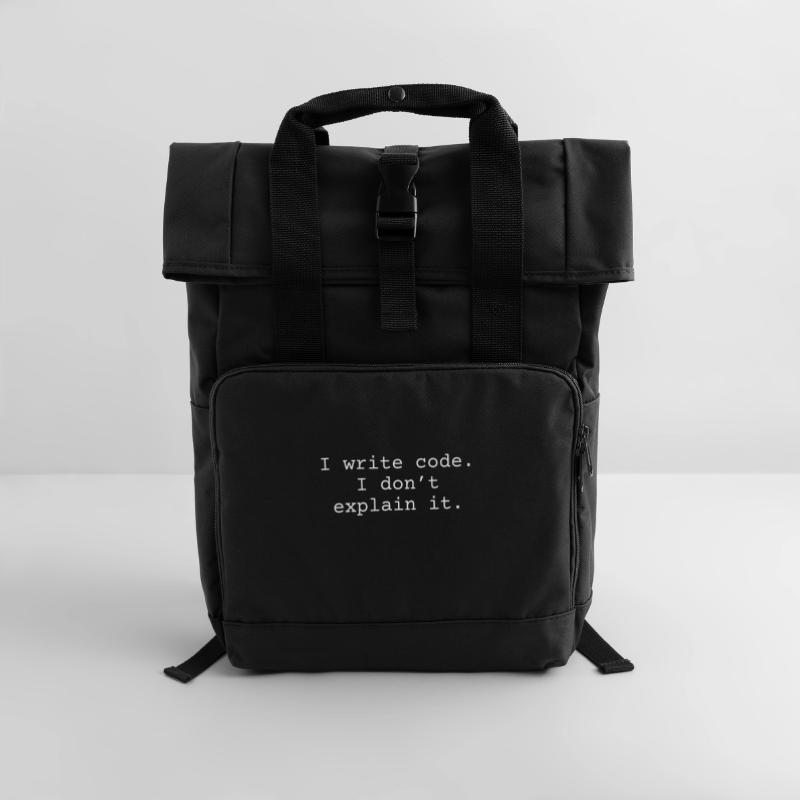 i write code. I don´t explain it. Rolltop Rucksack mit zwei Griffen