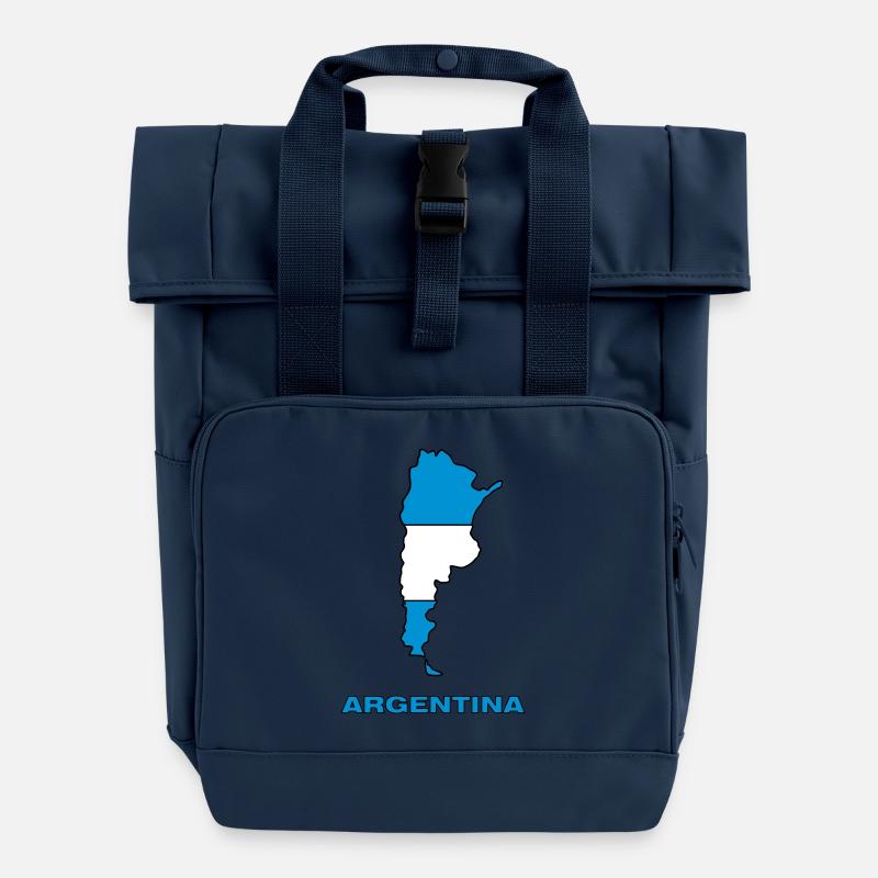 argentina - Roll Top Backpack with Two Handles - navy