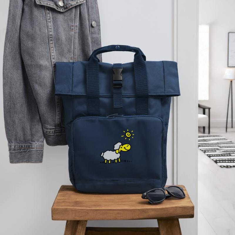 Schäfchen Sonne 3 Rolltop Rucksack mit zwei Griffen