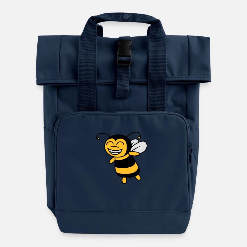 Cute little bee - Roll Top Backpack with Two Handles - navy