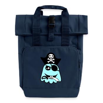 Pirate Ghost Funny Evil Ghost Halloween Fun - Roll Top Backpack with Two Handles - navy - Front