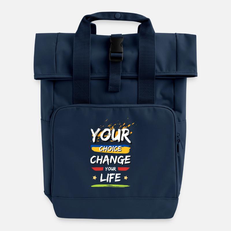 Ton choix, Change ta vie - Sac à dos Roll Top à deux anses - bleu marine