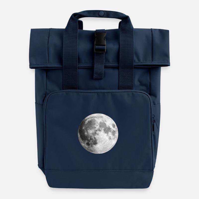 Full Moon Gift Idea - Roll Top Backpack with Two Handles - navy