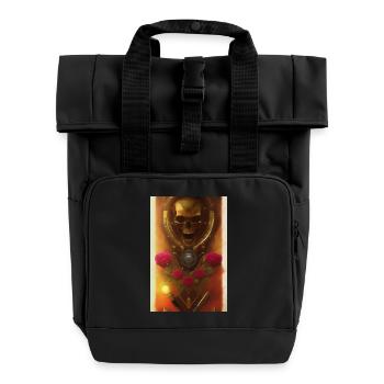 Skull and crossbones with roses - Roll Top Backpack with Two Handles - black - Front