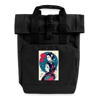 Geisha - Roll Top Backpack with Two Handles - black - Front