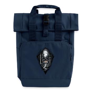 Whimsical Forest House Moonlit in the Forest - Rolltop Rucksack mit zwei Griffen - Navy - Vorne
