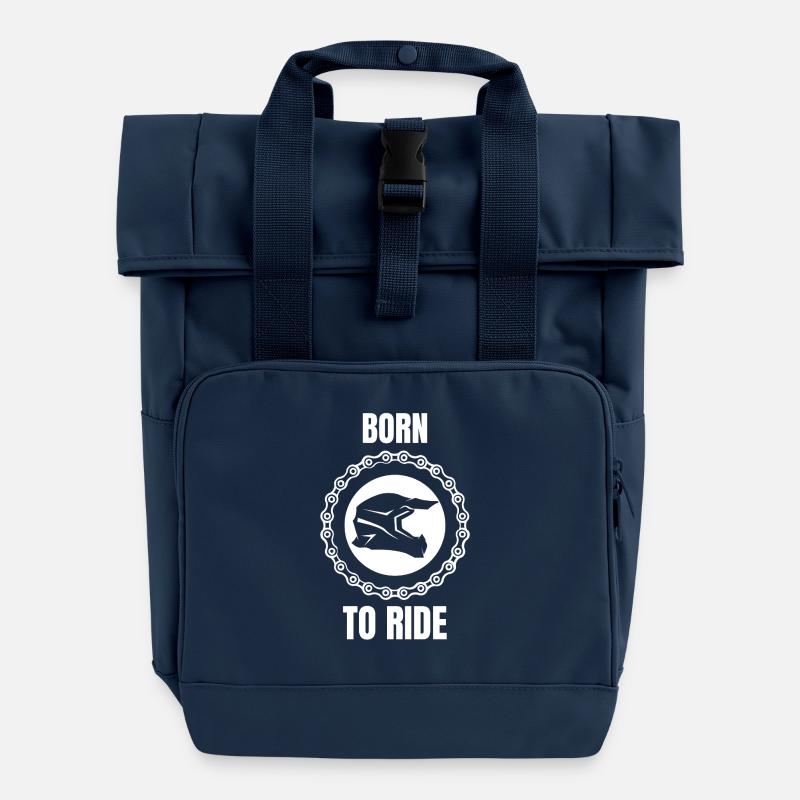 Né pour rouler - Sac à dos Roll Top à deux anses - bleu marine