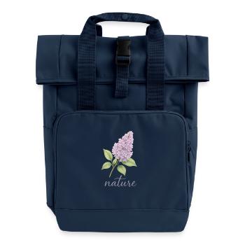 Lilas Nature Design - Motif Tendance Fleur - Sac à dos Roll Top à deux anses - bleu marine - Devant