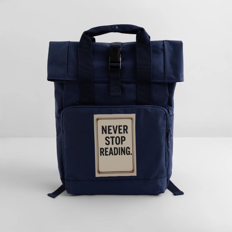 Hören Sie nie auf zu lesen Rolltop Rucksack mit zwei Griffen