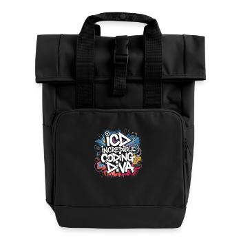 Passionate coding - Roll Top Backpack with Two Handles - black - Front