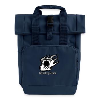Basketball on fire - Burning shots design - Roll Top Backpack with Two Handles - navy - Front
