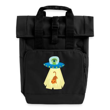 UFO cat abduction - Roll Top Backpack with Two Handles - black - Front