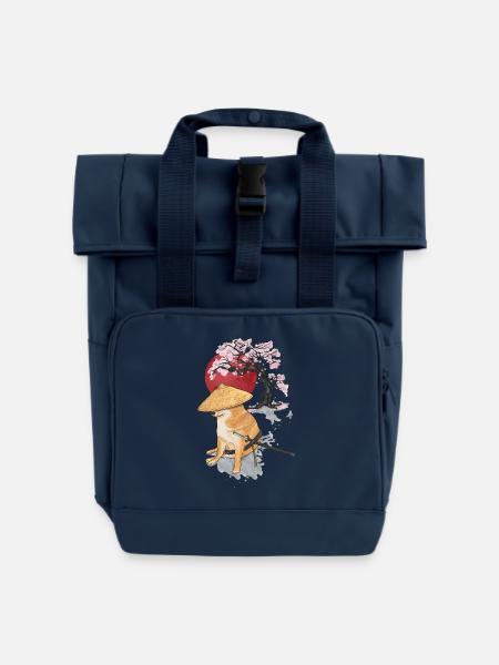 samurais cheems - Rolltop Rucksack mit zwei Griffen - Navy
