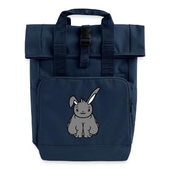 Dicker Hase sitzt Übergewicht Fett Hungrig Lustig - Rolltop Rucksack mit zwei Griffen - Navy - Vorne