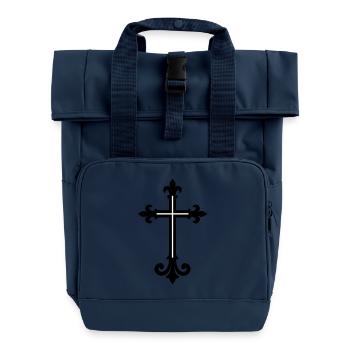 Cross symbol - Roll Top Backpack with Two Handles - navy - Front