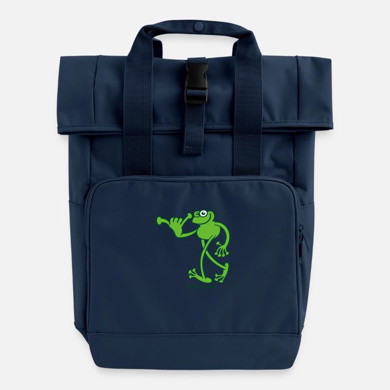 Hawaiian Frog - Roll Top Backpack with Two Handles - navy