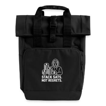Bitcoin Hoodie Design – Stack Sats. Not Regrets. - Rolltop Rucksack mit zwei Griffen - Schwarz - Vorne