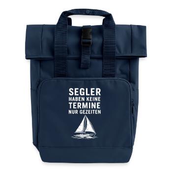 Segeln Spruch fürs Segelboot - Rolltop Rucksack mit zwei Griffen - Navy - Vorne