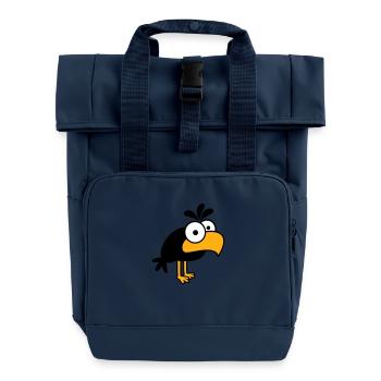 Rabe Comic Vogel steht guckt lustig Cartoon Humor - Rolltop Rucksack mit zwei Griffen - Navy - Vorne