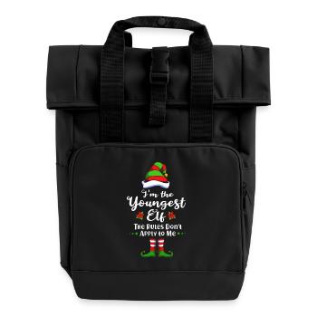 Elfe Elf Weihnachtsgeschenk Sohn Bruder - Rolltop Rucksack mit zwei Griffen - Schwarz - Vorne