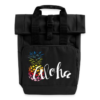 Pineapple Rainbow Aloha - Roll Top Backpack with Two Handles - black - Front