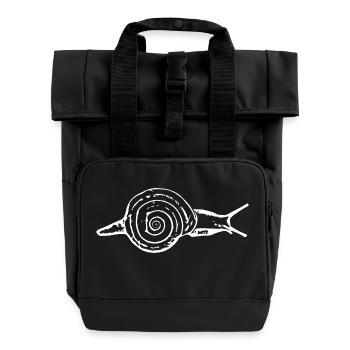 Snail, vineyard snail white - Roll Top Backpack with Two Handles - black - Front