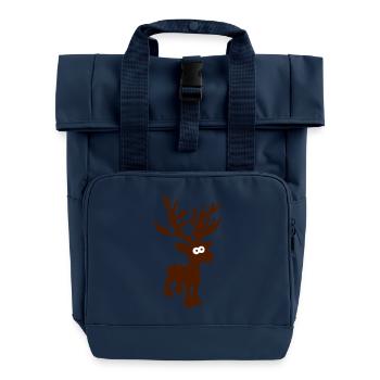 niedlicher Elch Karibu Rentier schnee ski - Rolltop Rucksack mit zwei Griffen - Navy - Vorne