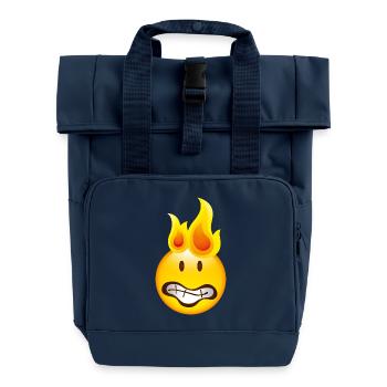 Smiley Burning - Roll Top Backpack with Two Handles - navy - Front