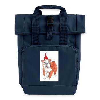 Englische Bulldogge Weihnachten Jul Aufkleber - Rolltop Rucksack mit zwei Griffen - Navy - Vorne