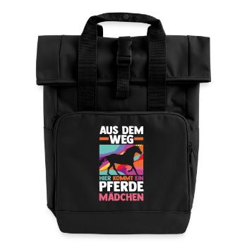Reiten Pferdeliebhaber Reiterhof Pferde - Rolltop Rucksack mit zwei Griffen - Schwarz - Vorne