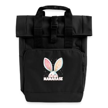 Mamahase Mama Kosename - Rolltop Rucksack mit zwei Griffen - Schwarz - Vorne