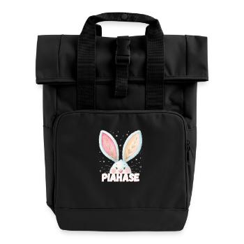 Name Pia Hase Piahase Kosename - Rolltop Rucksack mit zwei Griffen - Schwarz - Vorne